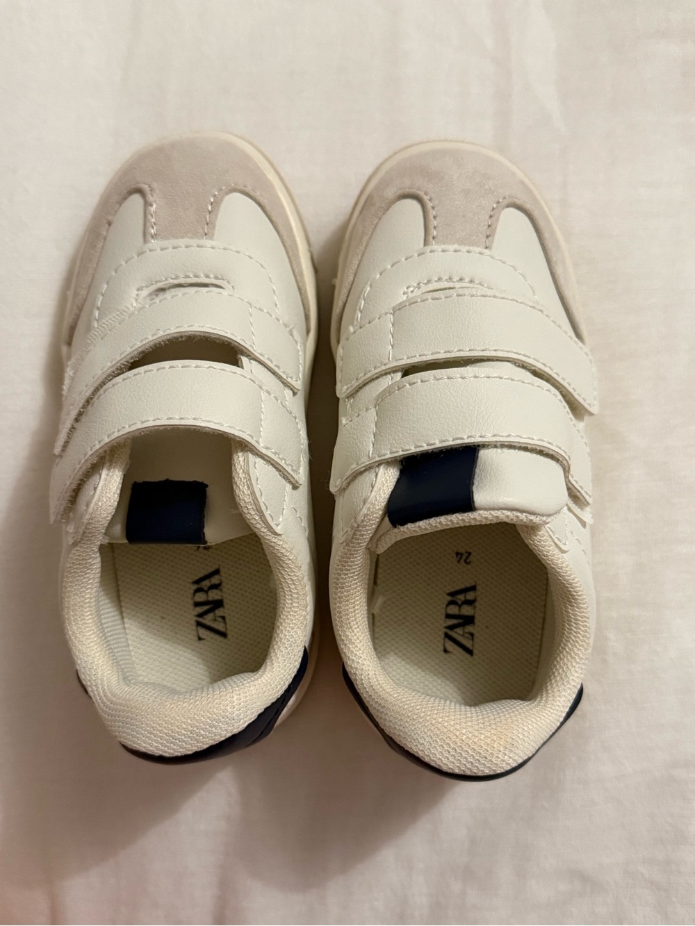 ZARA Cream and Navy Velcro Kids Sneakers